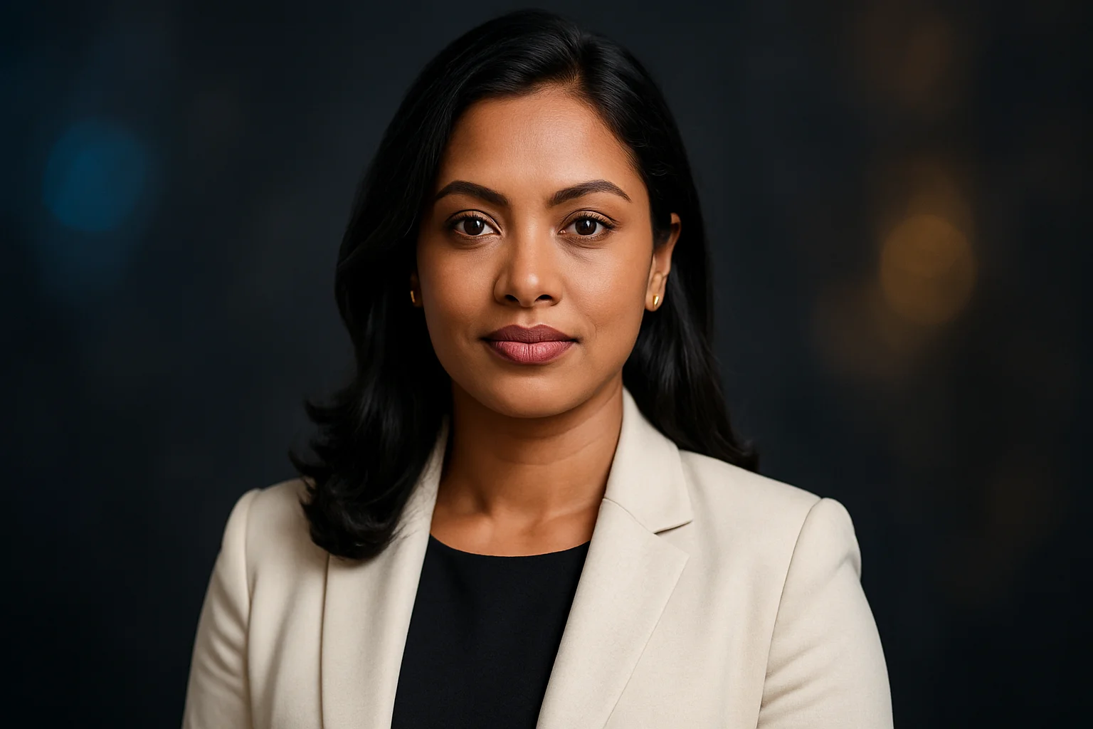 High-resolution portrait of confident Bangladeshi woman on dark premium background